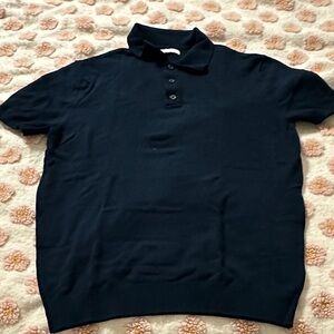 Zara Dark Blue Knit Polo Shirt